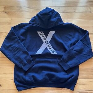 Ten Toes Down Navy Blue Pullover Hoodie Mens‎ Size Medium Skater Skateboarding